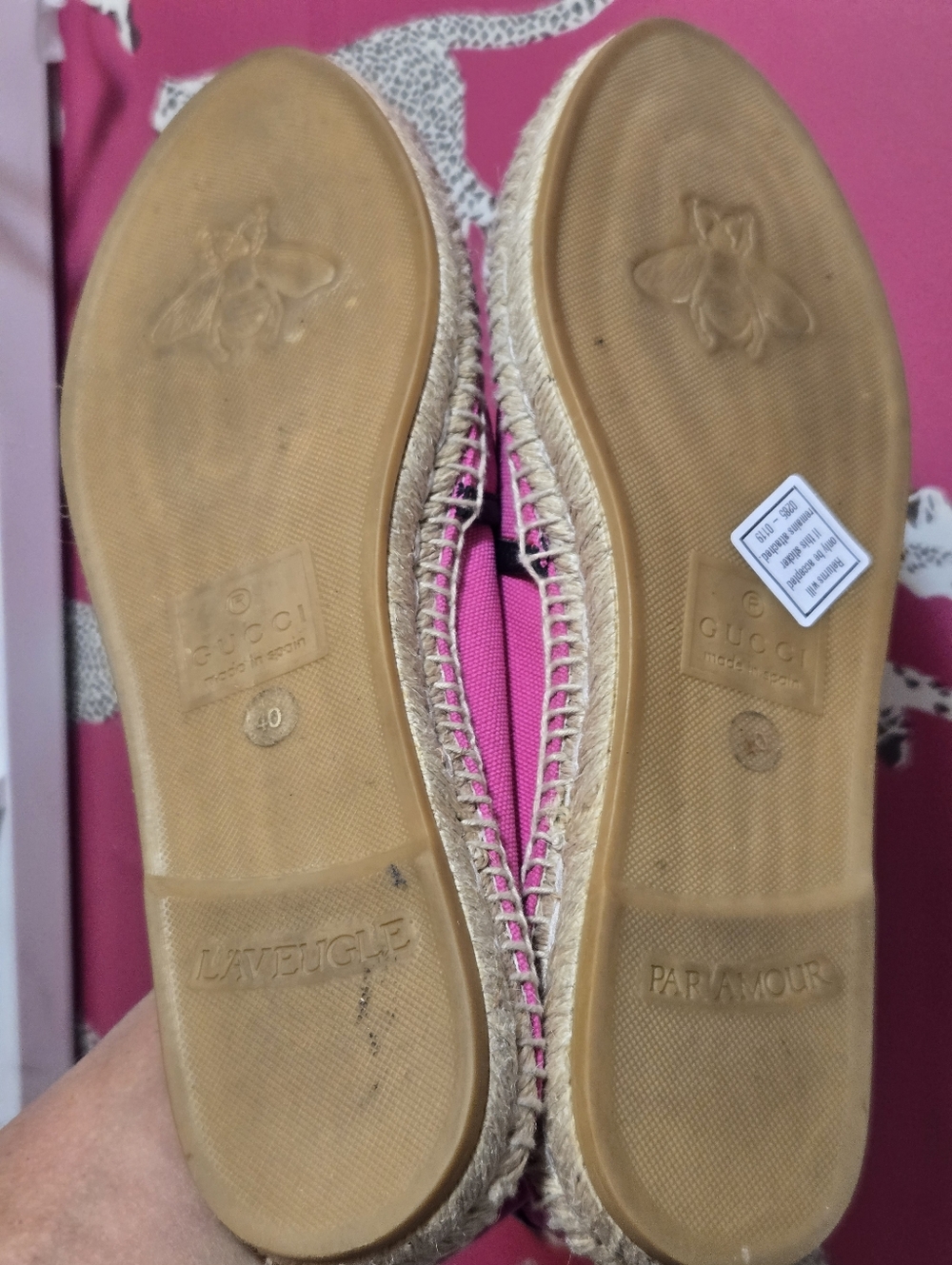 EUC GuccI Pilar Pink Canvas Logo Espadrilles Size 10 USA - Picture 9 of 12